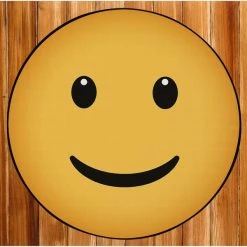 Deerlux Emoji Style Round Funny Smiley Face Kids Area Rug, Smiling Emoji Rug, 36 x 36