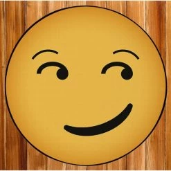 Deerlux Emoji Style Round Funny Smiley Face Kids Area Rug, Smirk Emoji Rug, 24 x 24