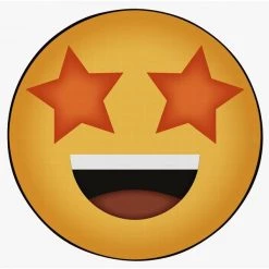 Deerlux Emoji Style Round Funny Smiley Face Kids Area Rug, Star Eyes Emoji Rug, 24 x 24 -Rugs&Mats Official Shop Quickway20Imports20Inc 699218xx906b58