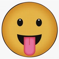Deerlux Emoji Style Round Funny Smiley Face Kids Area Rug, Tongue Out Emoji Rug, 24 x 24 -Rugs&Mats Official Shop Quickway20Imports20Inc 699266xx0f9367