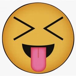 Deerlux Emoji Style Round Funny Smiley Face Kids Area Rug, Tongue Out with Closed Eyes Emoji Rug, 36 x 36 -Rugs&Mats Official Shop Quickway20Imports20Inc 699272xx032d1b