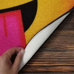 Deerlux Emoji Style Round Funny Smiley Face Kids Area Rug, Tongue Out with Closed Eyes Emoji Rug, 24 x 24 -Rugs&Mats Official Shop Quickway20Imports20Inc 699280xx992db9