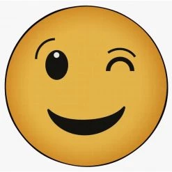 Deerlux Emoji Style Round Funny Smiley Face Kids Area Rug, Wink Emoji Rug, 24 x 24 -Rugs&Mats Official Shop Quickway20Imports20Inc 699284xx4856b7