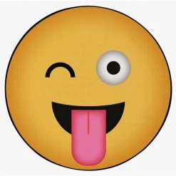 Deerlux Emoji Style Round Funny Smiley Face Kids Area Rug, Winky Tongue Out Emoji Rug, 24 x 24 -Rugs&Mats Official Shop Quickway20Imports20Inc 699302xx3d7340