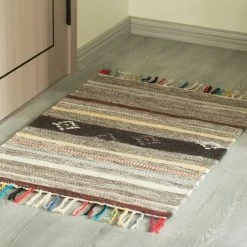 Deerlux Handwoven Boho Multi Striped Wool Flatweave Kilim Area Rug, 2' x 3' -Rugs&Mats Official Shop Quickway20Imports20Inc 707760xx8b59c2