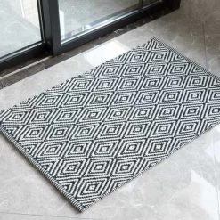 Deerlux Handwoven Black and White Diamond Wool Flatweave Kilim Rug, 2' x 3' -Rugs&Mats Official Shop Quickway20Imports20Inc 707838xx37e046