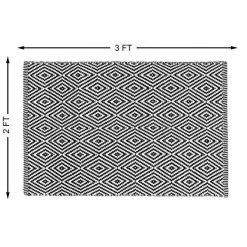 Deerlux Handwoven Black and White Diamond Wool Flatweave Kilim Rug, 2' x 3' -Rugs&Mats Official Shop Quickway20Imports20Inc 707843xxffbac9