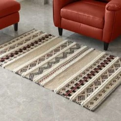 Deerlux Handwoven Boho Beige Textured 100% Wool Flatweave Kilim Rug, 2' x 3' -Rugs&Mats Official Shop Quickway20Imports20Inc 707853xx04d507
