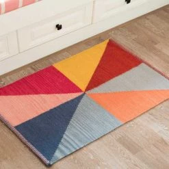 Deerlux Handwoven Multicolored Geometric Wool Flatweave Kilim Rug, 2' x 3' -Rugs&Mats Official Shop Quickway20Imports20Inc 708399xx0c07da