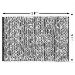 Deerlux Handwoven Black and White Textured Wool Flatweave Kilim Rug, 3' x 5' -Rugs&Mats Official Shop Quickway20Imports20Inc 708610xxdfd3b2