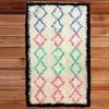 Deerlux Handwoven Multicolored Geometric Trellis Plush Wool Shag Area Rug, 3' x 5' -Rugs&Mats Official Shop Quickway20Imports20Inc 708616xxd4c199
