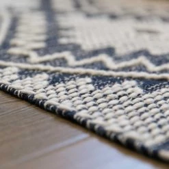 Deerlux Handwoven Blue Geometric Cotton/Wool Flatweave Kilim Area Rug, 2' x 3' -Rugs&Mats Official Shop Quickway20Imports20Inc 708632xx07cac8