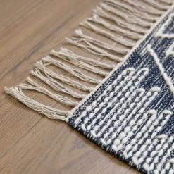 Deerlux Handwoven Blue Geometric Cotton/Wool Flatweave Kilim Area Rug, 2' x 3' -Rugs&Mats Official Shop Quickway20Imports20Inc 708633xxebb69e