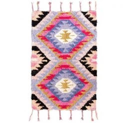Deerlux Handwoven Boho Pink Gold Metallic Cotton Flatweave Kilim Area Rug, 2' x 3' -Rugs&Mats Official Shop Quickway20Imports20Inc 708665xx79b7a3