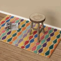 Deerlux Handtufted Multicolored Leaf Design 100% Wool Area Rug, 3' x 5' Rectangle -Rugs&Mats Official Shop Quickway20Imports20Inc 708673xxf29662