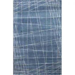 Bashian R129-AZ-2.6X8-HG312 Greenwich Collection Geometric Contemporary Wool & Viscose Hand Tufted Area Rug; Azure - 2 ft. 6 in. x 8 ft.