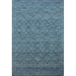 Bashian R120-AZ-5X7.6-CL152 Venezia Collection Geometric Transitional 100 Percent Wool Hand Tufted Area Rug; Azure - 5 ft. x 7 ft. 6 in.