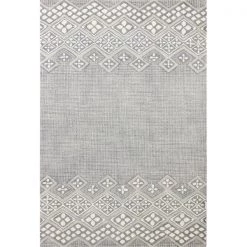 Bashian R120-GY-76X96-CL150 Venezia Collection Geometric Transitional 100 Percent Wool Hand Tufted Area Rug; Grey - 7 ft. 6 in. x 9 ft. 6 in.
