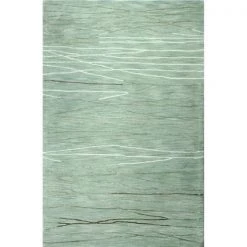 Bashian R129-AQ-8X10-HG238 Greenwich Collection Abstract Contemporary Wool & Viscose Hand Tufted Area Rug; Aqua - 7 ft. 9 in. x 9 ft. 9 in.