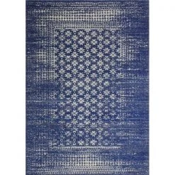 Bashian E110-DKBL-5X7.6-5362 Everek Collection Geometric Transitional Polypropylene Machine Made Area Rug; Dark Blue - 5 ft. x 7 ft. 6 in.