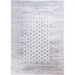 Bashian E110-IV-4X6-5362 Everek Collection Geometric Transitional Polypropylene Machine Made Area Rug; Ivory - 3 ft. 6 in. x 5 ft. 6 in.
