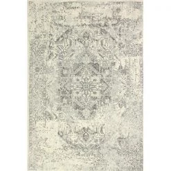 Bashian E110-IVGY-76X96-5437A Everek Collection Abstract Transitional Polypropylene Machine Made Area Rug; Ivory & Grey - 7 ft. 6 in. x 9 ft. 6 in.
