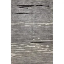 Bashian R129-GY-8X10-HG238 Greenwich Collection Abstract Contemporary Wool & Viscose Hand Tufted Area Rug; Grey - 7 ft. 9 in. x 9 ft. 9 in.