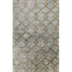 Bashian R129-SLA-2.6X8-HG265 Bashian Greenwich Collection Geometric Contemporary Wool & Viscose Hand Tufted Area Rug; Slate - 2 ft. 6 in. x 8 ft.