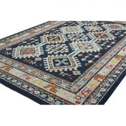 Bashian D113-NV-5X7.6-MH116 5 ft. x 7 ft. 6 in. Dakota Collection Transitional Polypropylene Power Loom Area Rug; Navy