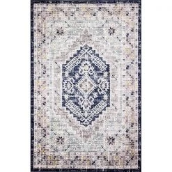 Bashian B127-DKBL-2.6X8-BH110 2 ft. 6 in. x 8 ft. Barcelona Collection Transitional Polypropylene Power Loom Area Rug; Dark Blue