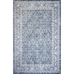 Bashian B128-BL-2.6X4.6-BR105 2 ft. 6 in. x 4 ft. 6 in. Bradford Collection Transitional Polyester Power Loom Area Rug; Blue