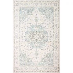 Bashian C189-BE-5X7.6-CR411 5 ft. 2 in. x 7 ft. 6 in. Corsica Collection Bohemian Polyester Power Loom Area Rug; Beige