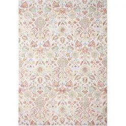 Bashian C189-IV-4X6-CR412 3 ft. 6 in. x 5 ft. 6 in. Corsica Collection Bohemian Polyester Power Loom Area Rug; Ivory
