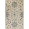 Bashian R120-IVBL-76X96-CL106 Bashian Venezia Collection Floral Transitional 100 Percent Wool Hand Tufted Area Rug; Ivory & Blue - 7 ft. 6 in. x 9 ft. 6 in.