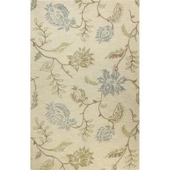 Bashian R131-IV-76X96-AL104 Bashian Valencia Collection Floral Transitional 100 Percent Wool Hand Tufted Area Rug; Ivory - 7 ft. 6 in. x 9 ft. 6 in.