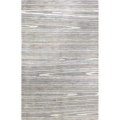 Bashian R129-GY-6X9-HG349 Bashian Greenwich Collection Geometric Contemporary Wool & Viscose Hand Tufted Area Rug; Grey - 5 ft. 6 in. x 8 ft. 6 in.