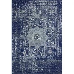 Bashian E110-DKBL-2.6X8-5438A Bashian Everek Collection Transitional Polypropylene Machine Made Area Rug; Dark Blue - 2 ft. 6 in. x 8 ft.
