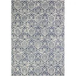 Bashian E110-DKBL-5X7.6-5440A Bashian Everek Collection Transitional Polypropylene Machine Made Area Rug; Dark Blue - 5 ft. x 7 ft. 6 in.