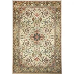 Bashian B125-BE-2.6X10-T067A Bashian Buckingham Collection Floral Traditional Polypropylene Machine Made Area Rug; Beige - 2 ft. 7 in. x 10 ft.