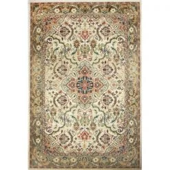 Bashian B125-BE-4X6-T067A Bashian Buckingham Collection Floral Traditional Polypropylene Machine Made Area Rug; Beige - 3 ft. 8 in. x 5 ft. 6 in.