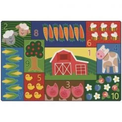 Carpets for Kids 72.55 6 x 9 ft. Toddler Farm Counting Rug; Rectangle