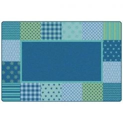 Carpets for Kids 1556 6 x 9 ft. Kidsoft Pattern Blocks; Blue - Rectangle