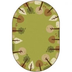 Carpets for Kids 33766 6 x 9 ft. Kidsoft Tranquil Trees; Green - Oval