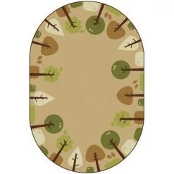 Carpets for Kids 29766 6 x 9 ft. Kidsoft Tranquil Trees; Tan - Oval