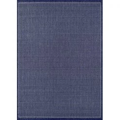 Couristan 10016500510092T 5 ft. 10 in. x 9 ft. 2 in. Recife Saddlestitch Power Loomed Rectangle Area Rug - Ivory & Indigo