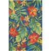 Couristan 48864285036056T 3 ft. 6 in. x 5 ft. 6 in. Covington Tropical Orchid Rug; Azure; Forest Green & Red -Rugs&Mats Official Shop Unbeatablesale20Inc CRS2909xx650xx452e34