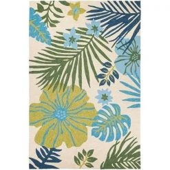 Couristan 53563561056080T 5 ft. 6 in. x 8 ft. Covington Summer Laelia Rug; Ivory & Fern