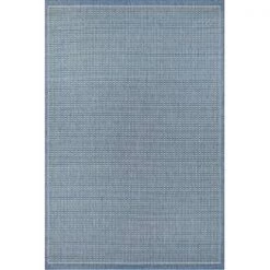 Couristan 10011212076109T 7 ft. 6 in. x 10 ft. 9 in. Recife Saddlestitch Rug; Champagne & Blue
