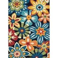 Couristan 37741074036056T 3 ft. 6 in. x 5 ft. 6 in. Covington Geranium Rug - Navy & Multicolor