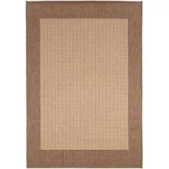 Couristan 10053000039055T 3 ft. 9 in. x 5 ft. 5 in. Recife Checkered Field Rug - Natural & Cocoa